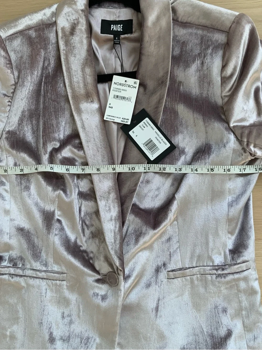 PAIGE Velvet Blazer in Light Pewter - Picture 6 of 10